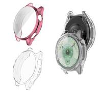 2 custodie compatibili con Huawei Watch GT 6 46 mm, pellicola protettiva flessibile in TPU, antigraffio, custodia protettiva per Huawei Watch GT6 46 mm (rosa + trasparente)