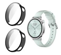 2 custodie per Xiaomi Watch S4 41 mm, 360 ° rotondo PC Case con pellicola protettiva in vetro bumper copertura completa custodia protettiva ultra sottile (nero/nero)