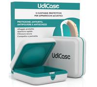 2 Custodie Porta Apparecchi Acustici - UdiCase Antiurto Antipolvere e Antischizzi - Contenitore Portatile Impermeabile Compatto 7x7x3cm - Interno Ergonomico e Apertura Rapida con Piedini Antiscivolo