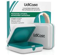 2 Custodie Porta Apparecchi Acustici - UdiCase Contenitore 7x7x3cm Tascabile Impermeabile e Compatto - Protezione da Polvere Urti e Liquidi - Interno Ergonomico Apertura Rapida con Piedini Antiscivolo