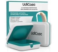 2 Custodie Porta Apparecchi Acustici - UdiCase Contenitore Impermeabile Rigido Portatile per Viaggi 7x7x3cm - Interno Morbido Apertura Rapida con Piedini Antiscivolo - Antiurto Antipolvere Antischizzi