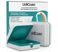 2 Custodie Porta Apparecchi Acustici - UdiCase Interno Ergonomico e Apertura Rapida con Piedini Antiscivolo - Contenitore Portatile Impermeabile Compatto 7x7x3cm - Antiurto Antipolvere e Antischizzi