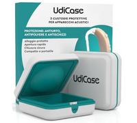 2 Custodie Porta Apparecchi Acustici - UdiCase Protezione da Polvere Urti e Liquidi - Interno Ergonomico e Apertura Rapida con Piedini Antiscivolo - Contenitore Portatile Impermeabile Compatto 7x7x3cm