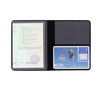 2 custodie portadocumenti e -tessere, adatte per libretti di circolazione, carte d’identità, patenti, carte e tessere (nere - 4 scomparti)