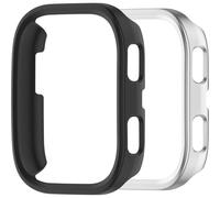 2 custodie protettive per smartwatch Amazfit Bip 6 da 46 mm, con protezione per lo schermo, copertura cava per smartwatch Amazfit Bip6 A2435 (nero opaco/argento opaco)