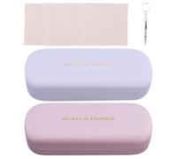 2 custodie rigide per occhiali da lettura portatili, antigraffio, custodia rigida per occhiali da sole, con 1 accessorio per cacciavite e 2 panni per la pulizia degli occhiali, viola e rosa, M