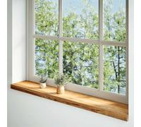 2 davanzali per finestra, marrone chiaro, 160 x 20 x 2 cm, in legno | Superficie non trattata, facile da pulire, ideale per libri e decorazioni, venature naturali