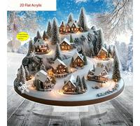 2 Decorazione da tavolo in stile bohémien per il villaggio di Natale - Paesaggio innevato con una accogliente baita in legno e illuminazione calda, senza bisogno di alimentazione, adatta per la decora