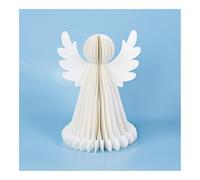 2 Decorazioni a Nido d'Ape con Angelo, Biglietti di Auguri Natalizi Pop-up for cene di Nozze, centrotavola cristiani, caminetto, Festa di Capodanno(White,L)