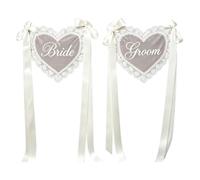 2 Decorazioni Elegante Sedia Matrimonio Sposa Sposa Pizzo | Eleganti decorazioni per sedie da sposa e sposo in pizzo con lunghi fiocchi di nastro per il ricevimento di nozze