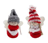2 decorazioni natalizie in feltro a forma di angelo, piccole decorazioni da appendere all'albero di Natale, decorazioni per feste invernali (rosso-A)