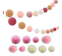 2 Decorazioni per Ghirlande, Bouquet Di Carta Da 9 Pezzi, Accessori per La Decorazione Della Ghirlanda per La Camera Dei Bambini, Palline Di Feltro Colorate, Decorazione Pendente Da Appendere