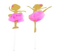 2 decorazioni per torta di compleanno con fiocchi rosa e cannucce, decorazione per torta a forma di ballerina, bella e intelligente