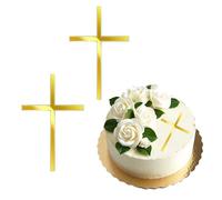 2 decorazioni per torte a forma di croce, battesimo, comunione, decorazione dorata, cresima, torta in acrilico, decorazione per torte, croci dorate, per matrimoni, compleanni, feste di battesimo