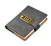 2 Diari con Lucchetto A7, 240 Pagine, Pelle PU, Marrone e Grigio | Set di 2 diari A7 con combinazione a 3 cifre, 240 pagine ciascuno e copertina in pelle PU con elegante motivo mandala