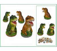2 Dinosaurier Dino Cassa Di Risparmio Tyrannosaurus Verde E Marrone 13x15cm