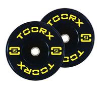 2 Dischi Bumper Training Absolute da 15kg in Gomma con Boccola Acciaio foro 50mm