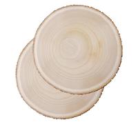 2 dischi di legno 2 cm di spessore, 26 - 30 cm, decorazione con corteccia, dischi per albero senza foro, diametro rotondo in legno Paulownia, per decorazioni natalizie, matrimoni e fai da te, legno