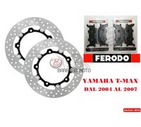 2 DISCHI FRENO ANTERIORE YAMAHA TMAX T-MAX 500 DA 2004 A 2007 + PASTIGLIE FERODO