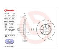 Brembo Dischi freno 09.A271.14 Coppia anteriore per Opel Agila B, Suzuki Splash, Swift III