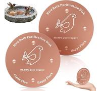 2 dischi in rame per vasca per uccelli, disco di purificazione in rame puro al 99,99% con supporto a 4 punti, design autopulente spesso 0,7 mm per fontane e vasche per uccelli, disco di pulizia per