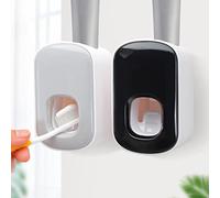 2 dispenser automatico per dentifricio, da montare a parete, dispenser per dentifricio, dispenser automatico per bambini e famiglie, installazione senza tracce, impermeabile, nero e grigio