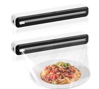 2 dispenser di pellicola trasparente e taglierina, dispenser per pellicola trasparente da cucina, con taglierina, per piani di lavoro e armadi, include un rotolo di pellicola alimentare da 30 m (nero)
