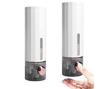 2 dispenser di sapone a parete: 450 ml, senza foratura, con 12 etichette per bottiglie di sapone, dispenser per gel doccia, dispenser per detersivo a mano, tecnologia a bottone sottovuoto, a prova di