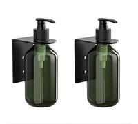2 dispenser manuale di sapone da parete da 300 ml, per shampoo e gel doccia, con supporto resistente, per casa, ufficio e uso pubblico (nero)