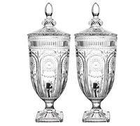 2 dispenser per bevande in cristallo da 2 litri con beccuccio, perfetto per feste, eventi e bar a casa, distributore di bevande ghiacciate per cocktail, succhi di frutta e altro ancora