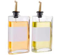 2 dispenser per sciroppo in vetro, 350 ml, con pompe, per cucina e caffè, include etichette trasparenti per un facile accesso