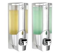 2 Distributore di Sapone da Parete, 350ml Dispenser di sapone manuale da parete Doccia e Bagno con finestra visiva per Gel, Shampoo o Detergente casa, bagno, cucina, hotel, ristoranti(Argento)