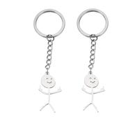 2 divertenti regali per uomini, con dito medio, portachiavi divertente, regalo di compleanno, dito medio, divertente, per un buon amico, piccolo scheletro, argento, hat nicht