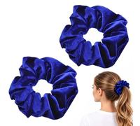 2 elastici in velluto blu reale, lussuosi accessori per capelli morbidi per una tenuta delicata e sicura, elegante design increspato, comodi da indossare su tutti i tipi di capelli e sulla maggior