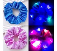 2 elastici per capelli a LED, per donne e ragazze, tinta unita, multi modalità di illuminazione, accessori per capelli che si illuminano al buio, per Natale, rave, feste, blu, rosa