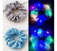 2 elastici per capelli a LED, per donne e ragazze, tinta unita, multi modalità di illuminazione, accessori per capelli che si illuminano al buio, accessori per capelli per Natale, rave party