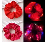 2 elastici per capelli a LED, per donne e ragazze, tinta unita, multi modalità di illuminazione, si illuminano al buio, accessori per capelli per Natale, estate, spiaggia, rave party