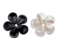 2 elastici per capelli con fiori grandi neri e bianchi, in tessuto, 24 cm di diametro, elastici per capelli per donne e ragazze, accessori per capelli per la cura dei capelli