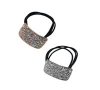 2 elastici per capelli con strass brillanti per donne e ragazze, semplice corda geometrica per capelli per ufficio, acconciature da donna, tutte le corrispondenze