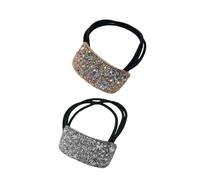 2 elastici per capelli con strass brillanti per donne e ragazze, semplice corda geometrica per capelli per ufficio, acconciature da donna, tutte le corrispondenze