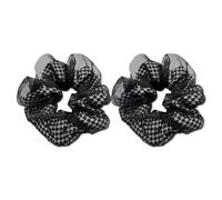 2 elastici per capelli, scrunchie per capelli in stile scozzese nero e bianco, per donne e ragazze, grandi elastici morbidi per dormire, fasce per capelli, elastici in rete per intestino