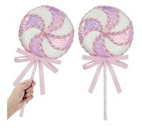 2 enormi fiocchi in velluto con paillettes alla menta piperita, ornamenti glitterati per lecca-lecca, caramelle, decorazioni natalizie per albero di Natale, ghirlande, fai da te, decorazione per la