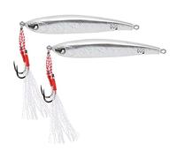 2 esche da pesca con occhi a simulazione 3D, esca rigida wobbler crankbait per persico, trota e luccio, swimbait realistico con ami doppi affilati per la pesca in acqua dolce e sal (Argento)