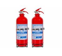 2 Estintori a Polvere 2 kg Certificati con Staffa e Cartello | Confezione da 2, Pronto all'Uso, TAG Nr E1061