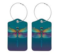 2 etichette colorate per bagagli con ali libellule per valigie in pelle PU borsa da viaggio etichetta ID etichetta indirizzo carta da viaggio etichette per borse da viaggio etichette per valigie
