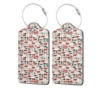 2 etichette identificative per bagagli da viaggio in pelle PU con patta per la privacy, etichette identificative per valigie da viaggio,Modello di macellaio di carne