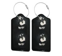 2 etichette identificative per bagagli da viaggio in pelle PU con patta per la privacy, etichette identificative per valigie da viaggio,Cucciolo di Schnauzer nano
