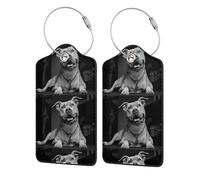 2 etichette identificative per bagagli da viaggio in pelle PU con patta per la privacy, etichette identificative per valigie da viaggio,Pitbull americano