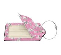 2 etichette identificative per bagagli da viaggio in pelle PU con patta per la privacy, etichette identificative per valigie da viaggio,Simpatico cane dalmata