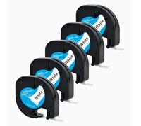 2 etichette in plastica bianca A91221, 12 mm x 4 m, compatibili con stampanti Dymo LetraTag LT-100H, LT-110T, 200B, XR, QX50, impermeabili e resistenti ai raggi UV, nero su bianco